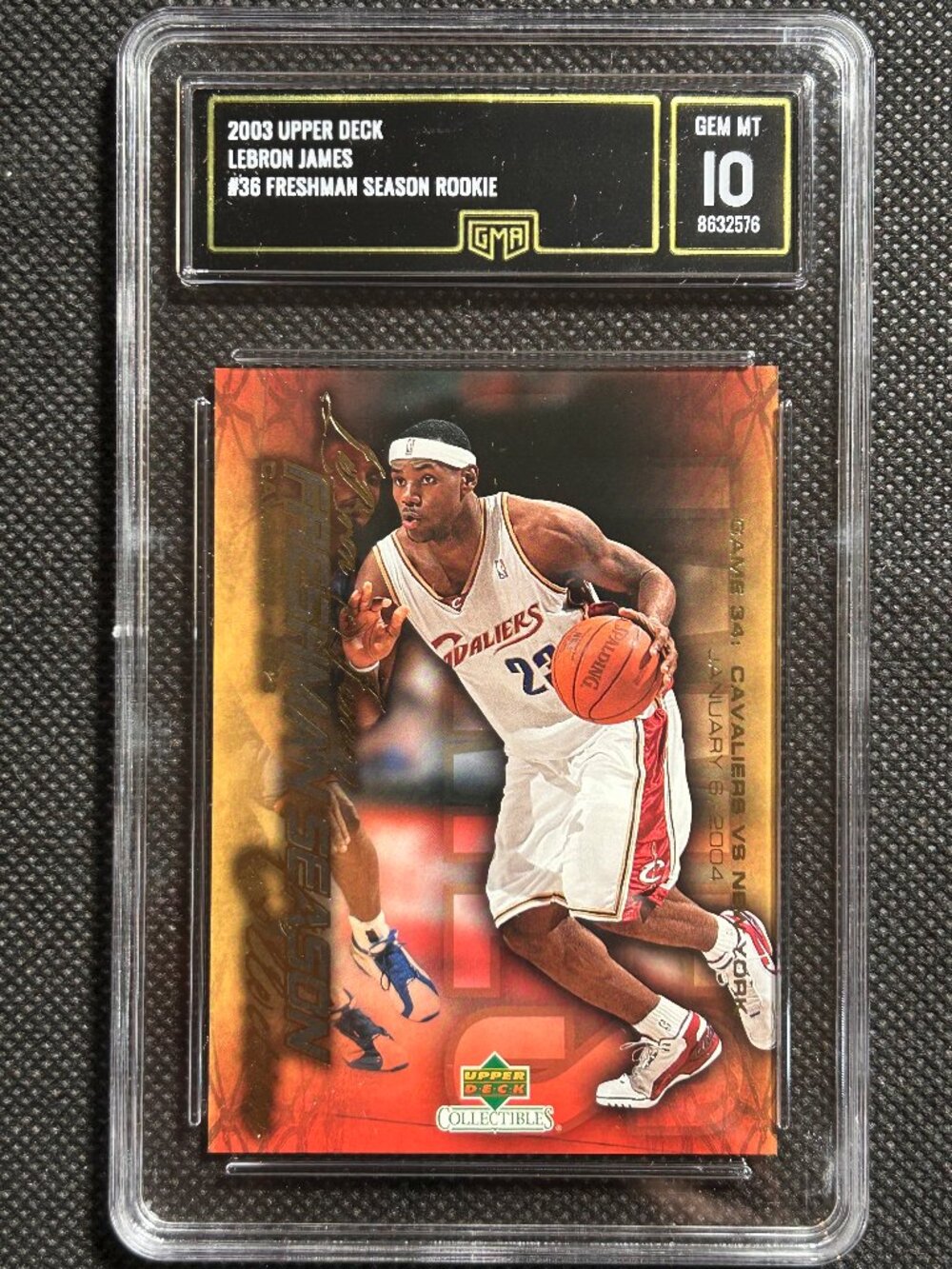 2003-04 Upper Deck LEBRON JAMES RC Freshman Season ROOKIE #36 GMA 10 GEM MINT